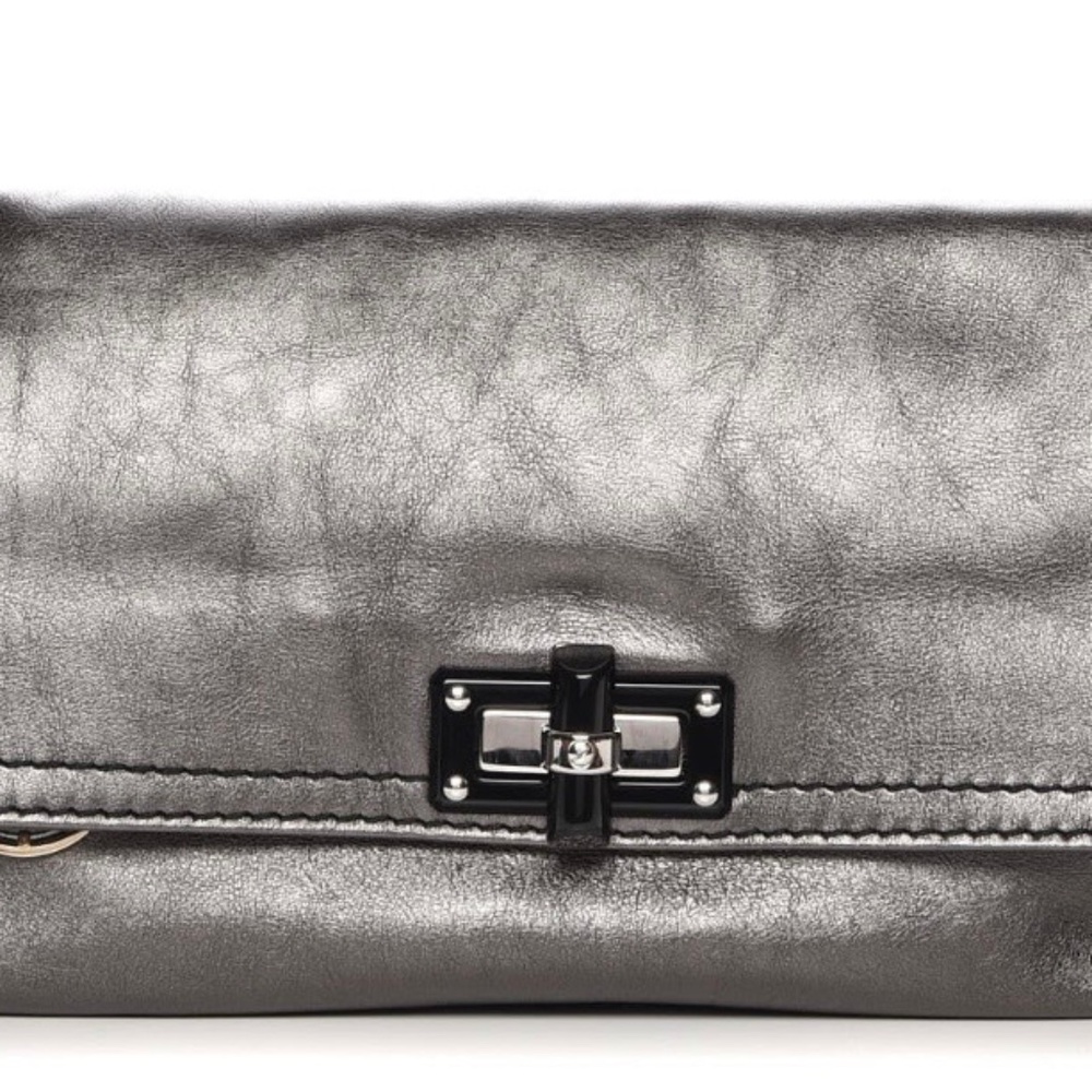 $1025 LANVIN PARIS Convertable Clutch Thick Buttery Leather Metallic Bag - Picture 3 of 16